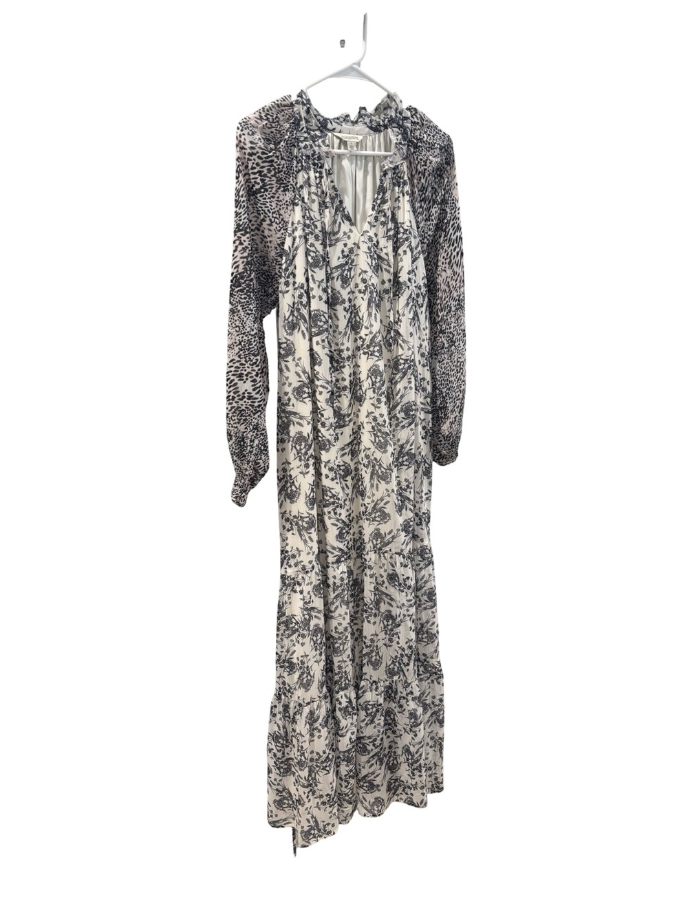 Destination Maternity Black and White Mixed Print Maxi Dress